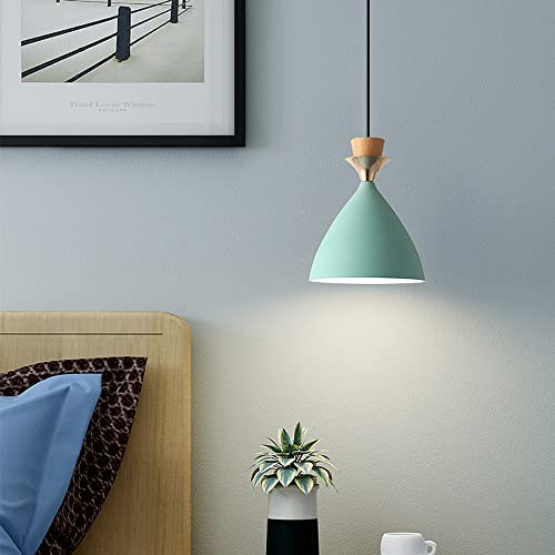 Lumière suspendue ajustable en hauteur, lustre métal et manche bois salle à manger