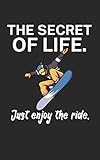 The secret of life Just enjoy the ride: Notebook for snowboarders on the slopes. 120 pages with page numbers. For notes or planning the snowboard trip.