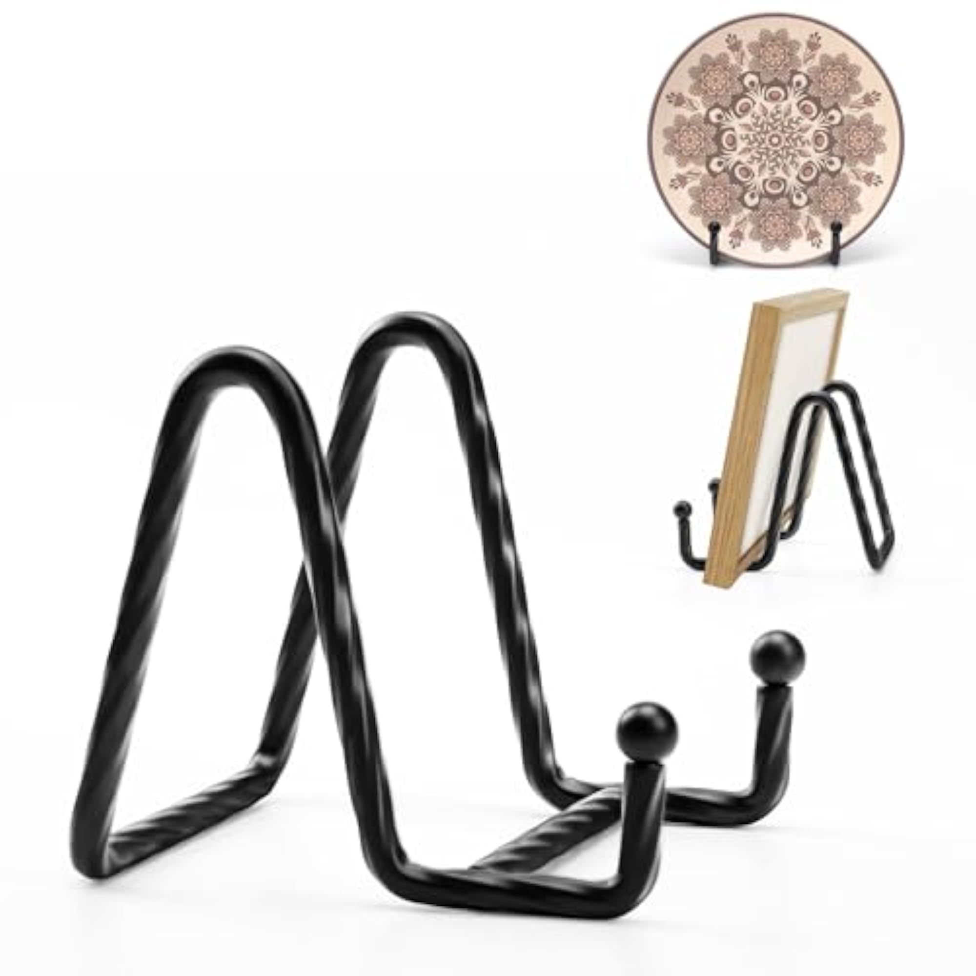 Black Metal Decorative Plate Stand for Display, 3 Inch
