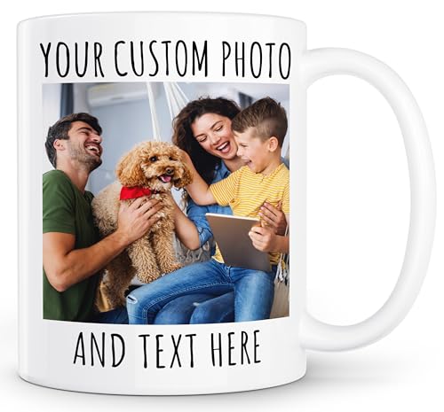 Obizan Custom Coffee Mug with Photo, Text, or Logo | Personalized Ceramic Mug 11oz | Customizable Gift for Men, Women | Unique Gift for Birthdays, Holidays, Christmas | White