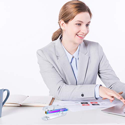 Seakos Acrylic Originality Stapler,Fashion Transparent Shape,Office And Home Stapler,Student Stapler,Quality Spring,Durable Acrylic,Free 1000 26/6 Staples,(Multicolor) #TOP2