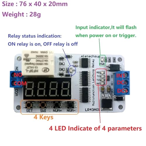 Module de commutation temporisée DC 12V bistable multifonction - 4