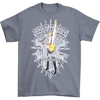 Paul Mccartney Men’s Live in Concert 2009 Slim Fit T-Shirt Blue - Les Beatles, Paul McCartney, John Lennon, RIngo Starr, George Harrison