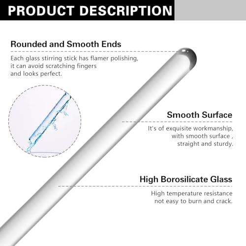 glass stick 1234 length stir rod with both ends round 8pcspk