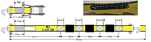 Mytee Products 4 Pack 2" X9' Over The Wheel Tire Straps With Ratchet, Swivel J Hook & Rubber Blocks - 10,000 Lbs Breaking Strength Towing Tie Down Straps For Auto Car Haulers, Utv, Truck Trailer Bed #TOP6