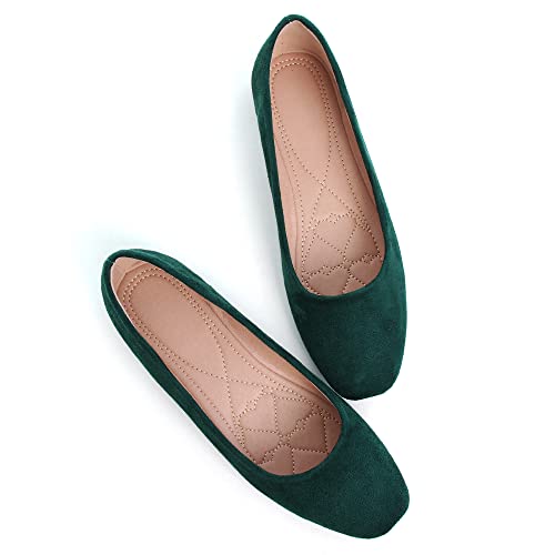 Image of ChaiRong Zhou Women Square Toe Ballets Flats Comfort Slip On Walking Shoes for Driving