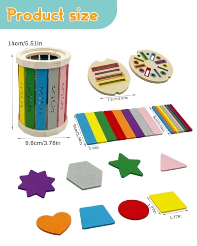 Image of Wooden Sorting Toys Montessori Color & Shape Sorter Preschool Learning Activities Fine Motor Skills Sensory Toys for Toddlers 2-5 Birthday Gifts for Boys and Girls (Colorful-Round)