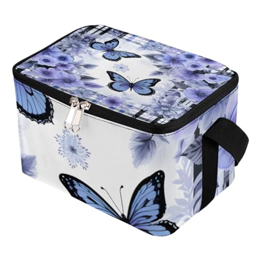 GzLeyigou Lunch Bags for Women Men 9 Cans,Butterfly Hot & Cold Food Delivery Bag Insulated Grocery Bag Insulated Lunch Box Purple Butterfly Cooler Bag for Office Work Picnic Beach