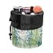 Poceacles Blue Green Floral Drawstring Makeup Bags for Women, Foldable Travel Cosmetics Bag Brush Organizer Multifunctional Toiletry Kit Storage Pouch