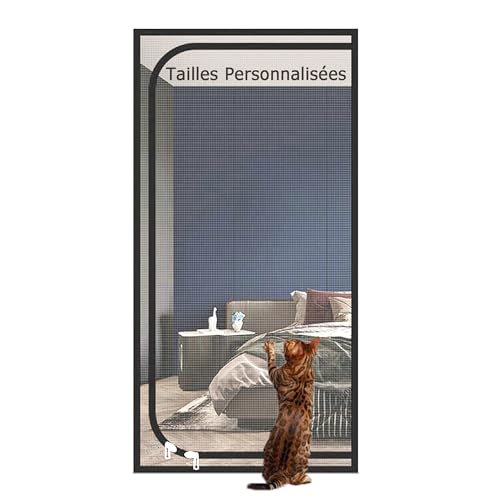 DUOLEH Porte Moustiquaire Personnalisable pour Chat, Anti Insectes, Moustiquaire Porte Fenêtre pour Les Chambres à Coucher, Balcons, Anthracite