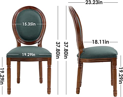 Image of Virabit French Country Dining Chairs Set of 4, Vintage Louis Chairs with Curved Backrest and Beautifully Carved Solid Wood Frame Farmhouse Dining Chairs for Living Room, Kitchen, Restaurant