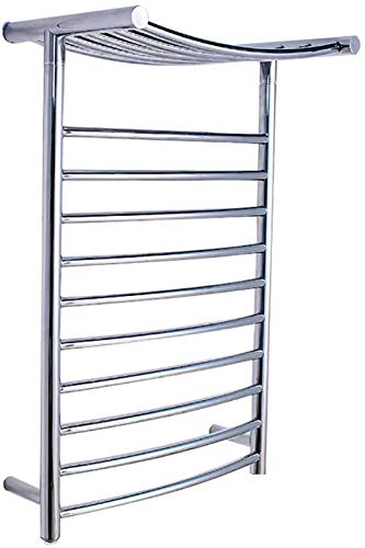 MYUYEE Calefactor de Pared para baño Moderno de 10 Bares con Estante Superior en Acero Inoxidable Cromado 304 radiador toallero calefactado de 80 W.,