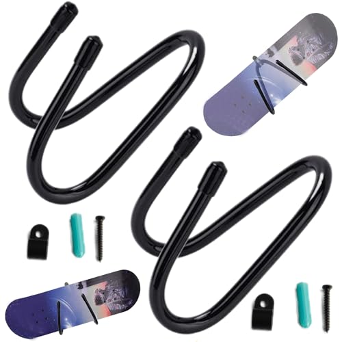 syiyunran Longboard Skateboard Wandhalterung - Schwarz 17x7x6 cm, Haken Aufhänger Halter mit Schrauben zum Aufhängen für Pennyboard Gitarren Ständer Wandhalter Gitarrenständer Selbsteinstellende Form