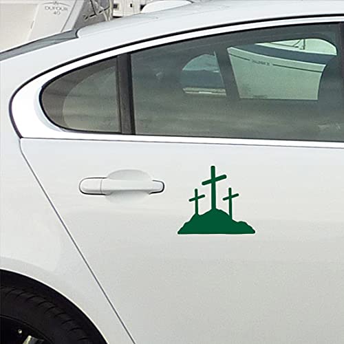 Image of Calvary Crosses Christian Jesus (Green) (Set Of 2) Premium Waterproof Vinyl Decal Stickers For Laptop Phone Accessory Helmet Car Window Bumper Mug Tuber Cup Door Wall Decoration