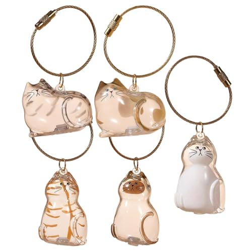 Orirya 透明 ペット メモリアル キーホルダー 猫 犬 ペット毛 保存ボトル 収納ケース 携帯用 かわいい 記念グッズ アクリル ケース 思い出 グッズ プレゼント 猫型 ワイヤーリング付き