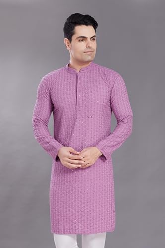 Image of DIVISIVE Men's Sequince Embroidered Cotton Blend Only Slim Fit Kurta