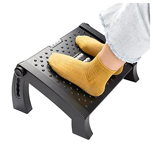 SEBIDER Height Adjustable Footrest with Massage Surface Under Desk, Ergonomic Comfort Home & Office Foot Stool, Black