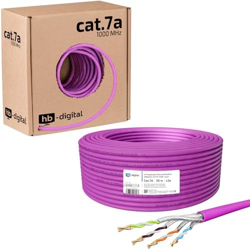 HB-DIGITAL 10 m CAT.7a kabel sieciowy LAN kabel instalacyjny AWG 23 czysta miedź S/FTP PiMF LSZH bezhalogenowa zgodność z RoHS-Compliant Ethernet kabel instalacyjny kabel do transmisji danych PoE 10