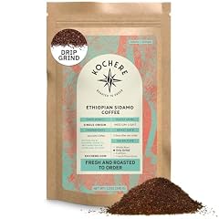 Ethiopian Sidama Drip Ground Coffee - Single Origin Medium Light Roast, Freshly Roasted To Order Ground Coffee, Specialty Grade, Fair Trade and Non-GMO, Chocolate and Fruity Notes - 12 oz