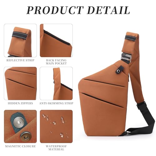 Image of Anti Theft Crossbody Bag,Sling Bag for Women Men,Multi-pocket Chest Shoulder Bag for Travel, Sport, Work