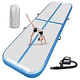 airtrack matte mit elektrischer Luftpumpe 10cm/20cm hoch 2M/3M/4M/5M/6M/7M/8M/9M/10M/11M/12M Tumbling Matten Aufblasbare turnmatte Matte gymnastikmatte Yogamatte Camping Trainingsmatte Blau