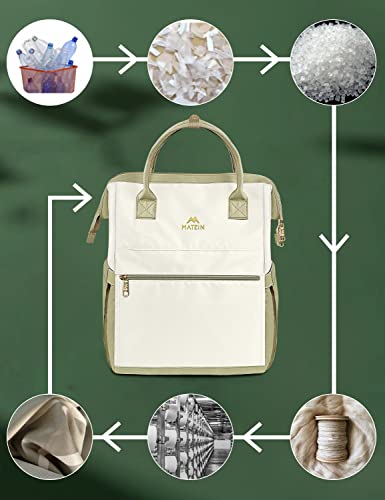 Matein Laptop Backpack For Women, 15.6 Inch Durable School Backpack College Bookbag Water Resistant Casual Daypack Purse Eco-Friendly Sustainable Travel Work Bag For Girls Women, Beige #TOP1