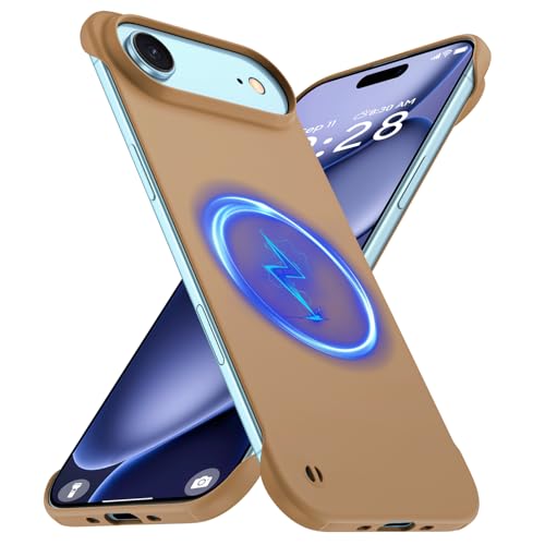 GRECAZO Magnetic Slim Case Fit for iPhone Air Phone Case 6.5"(2025) Ultra-Thin Lightweight Durable Frameless Matte Hard for MagSafe Cover Case with Pull Ring Shockproof Non Slip Rope-Mocha Brown by GRECAZO - Used condition - US$13.59