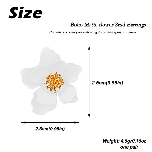 Mintolex Summer Beach Flower Earrings for Women Boho Matte Stud Earrings Layered Floral Petals Earrings with Gold Flower Bud Pink Blue White Yellow Green Pack of 5 Pairs by mintolex - Used condition - Image 5
