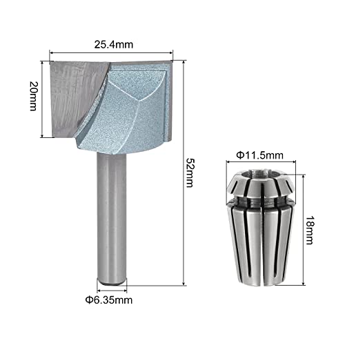 Uxcell 1/4" Shank 1" Cutting 2 Flutes Carbide Tipped Cleaning Bottom Router Bits, Er11 6.5Mm Spring Collet Chuck For Cnc Engraving Machine Lathe Milling Tool #TOP1