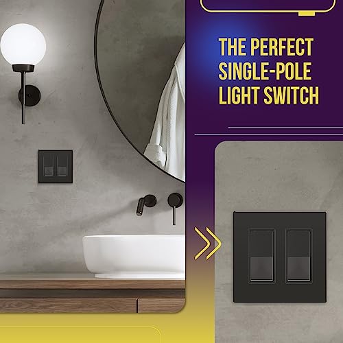 Enerlites Elite Series Decorator Rocker Light Switch, 15A 120V/277V, Gloss Finish, Single Pole, 3 Wire, Grounding Screw, Residential Grade, Ul Listed, 91150-Db, Dark Bronze Color (10 Pack) #TOP2