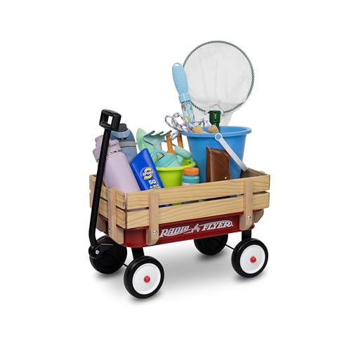 Radio Flyer Mini Steel and Wood Wagon for Kids, 19" Toy Wagon for Kids Aged 1.5+, Play-Size Version of the Classic, Durable Rolling Wheels, Working Handle, for Toys, Crafts & Gift Displays by Radio Flyer - Image 6
