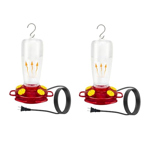 Heated Hummingbird Feeder for Outdoor Winter,Bird Nectar Feeder for Garden Decor,Window Hanging with a Suction Cup and Installation Bracket,Prevents Water Freezing in Cold Weather(2pc)