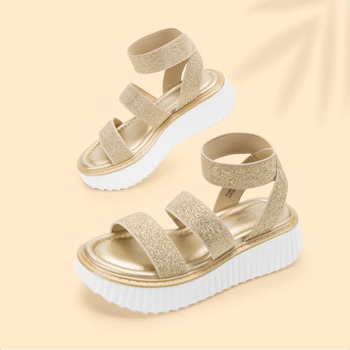 Image of DREAM PAIRS Girls Flatform Wedge Open Toe Platform Summer Sandals with Buckle Ankle Strap for Little Kid /Big Kid