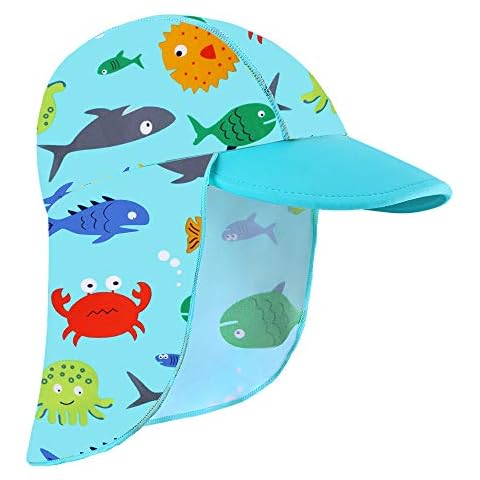 HUAANIUE Baby Toddler Sun Protection Hat UPF 50 + Swim Hat Sealife 2-4 T Cover