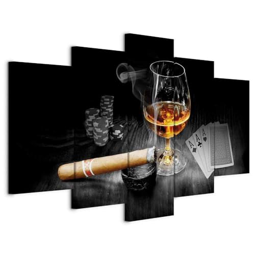 B&D XXL - Wandbilder XXL Alkohol Vlies Leinwandbild 5 tlg Kunstdruck modern...