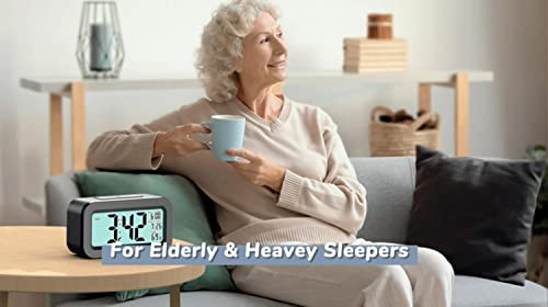 Lesipee Digital Clock, Bedroom Clock, Desk Clock, Battery Operated Smart Night Light, 12/24 Hour Display, Snooze Function