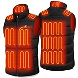 OCQOCQ Beheizbare Weste Herren mit 16000 mAh Akku, Heizweste Herren mit 15 Heizzonen und 3 Einstellbar Temperatur, Leichte Wärmeweste für Wintersport