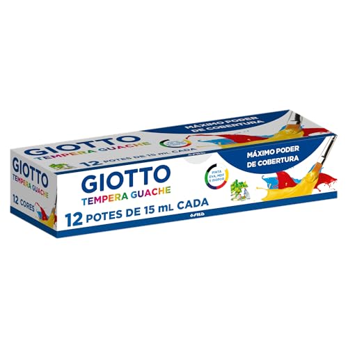 GIOTTO Tempera Guache, Tinta Guache em Pote de 15ml, 12 Cores