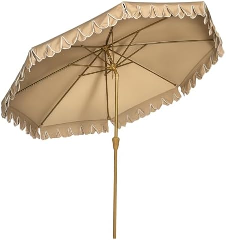 Outsunny Parasol de jardin Parasol droit inclinable rond Ø 264 cm...