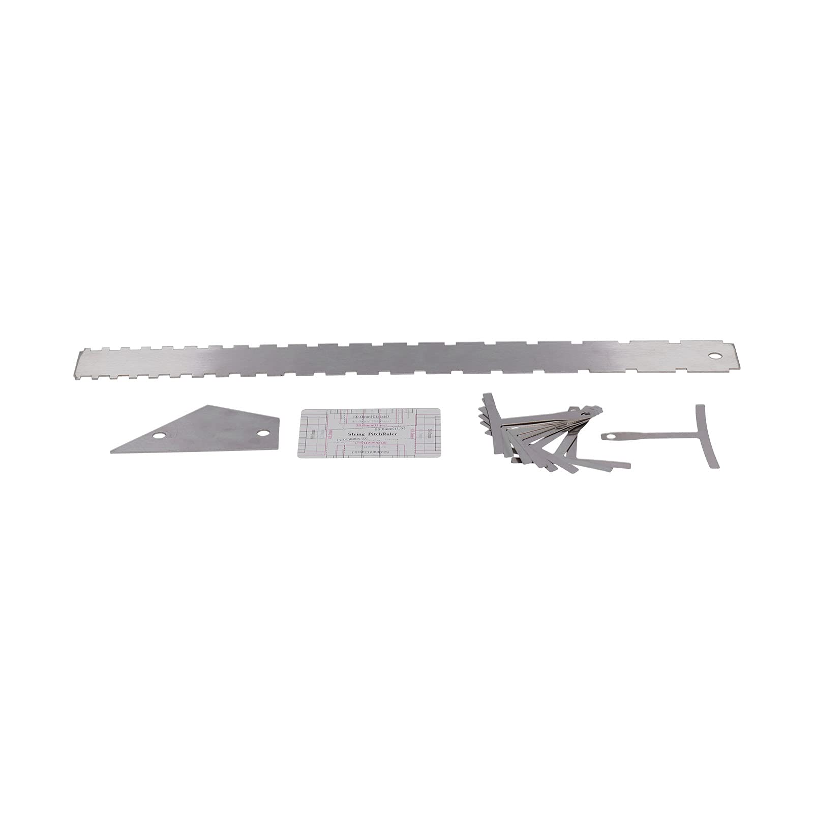 Generic Juego de Herramientas de Medición de Guitarra de Acero Inoxidable, Regla de Nivelación de Precisión, Kit de Calibre para Luthier, Acorde de de Cuello Plateado (SILVER)
