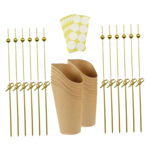 KICHOUSE 1 Set cup holder french fries holding cups snack rack snack holder snack containers kraft paper snack cups fries paper cup Disposable kraft paper Bevel container cup food