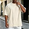 T Shirts for Men UK - Male Summer Pure Oversized Shirt Solid Color Large Size Short Sleeve Round Shoulder Sleeve Top (Beige S) #1