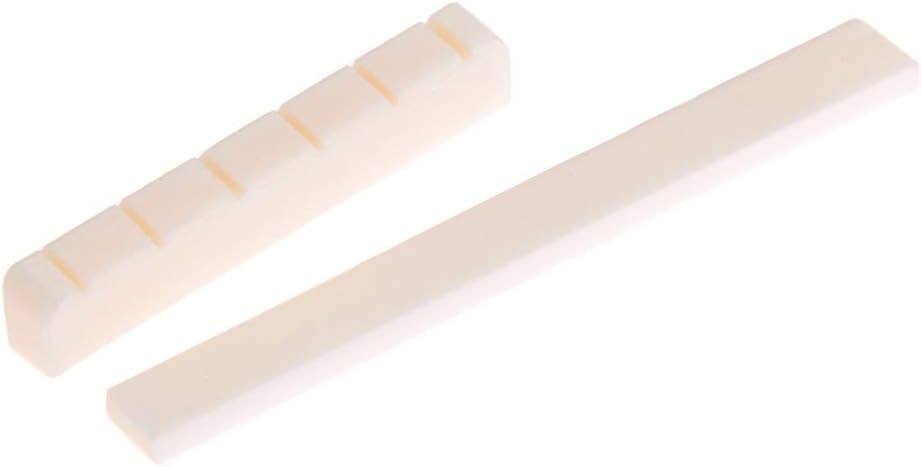 Alnicov Guitar Saddle Nut Cattle Bone Slotted for 6 String Acoustic Guitar Replacement, white, 52 x 6 x 9 mm (dado) - Image 5