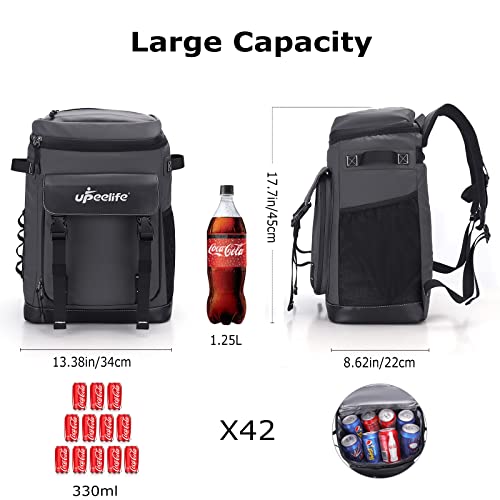 Upeelife 30L Cooler Backpack, 42 Cans Large Insulated Cool Bag Rucksack, Leakproof Waterproof Picnic Backpack, Grey - Image 4