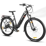 mihogo Bici Elettrica Adulti 250W | Batteria Rimovibile 36V 18Ah | Autonomia 140KM | E-Bike con Cambio a 8 Velocità | Pneumatici 27.5"×2.2" | Display LCD | City Bike per Uomo e Donna (Nero)