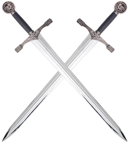 REPLIKSWORD - Pack 2 Epees Plastique Epees Arthur Excalibur en Polypropylene Argent Epee Entrainement Combat