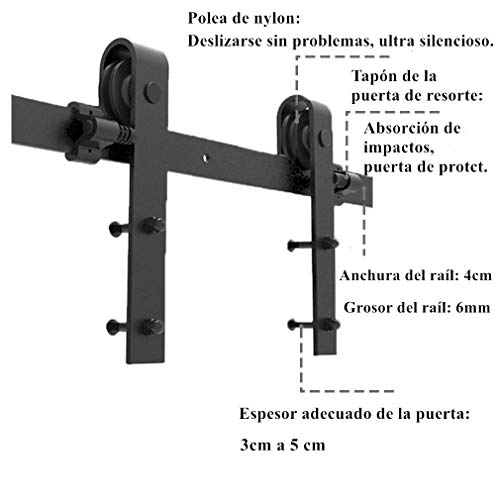 CCJH 167 cm Schiebetürbeschlag für Schiebetüren, Zubehör für Scheunentüren, einzigartiges Holztür-Set