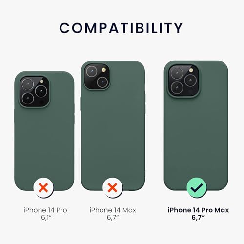 Image of M Cart Liquid Silicon case for iPhone 14 Pro Max, Soft TPU Shockproof Scratch Resistant Slim Thin Protective Cover Case (Dark Greenish Blue)