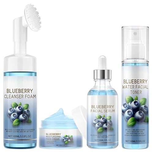 COLZYTLI Blueberry Skin Care Routine Kit For Women,Antioxidant, Reduce Wrinkles Fine Lines,Maintain Skin Shine And Elasticity,Skin Care Set With Face Cream, Serum, Cleanser, Toner