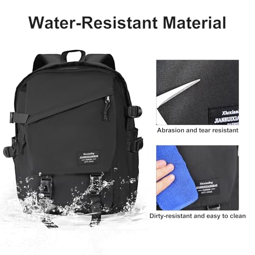 Casual Daypack Backpack with 15.6-inch Laptop Compartment for Men and Women, Water Resistant Laptop Backpack, Lightweight Large Capacity Travel Backpack, Black3